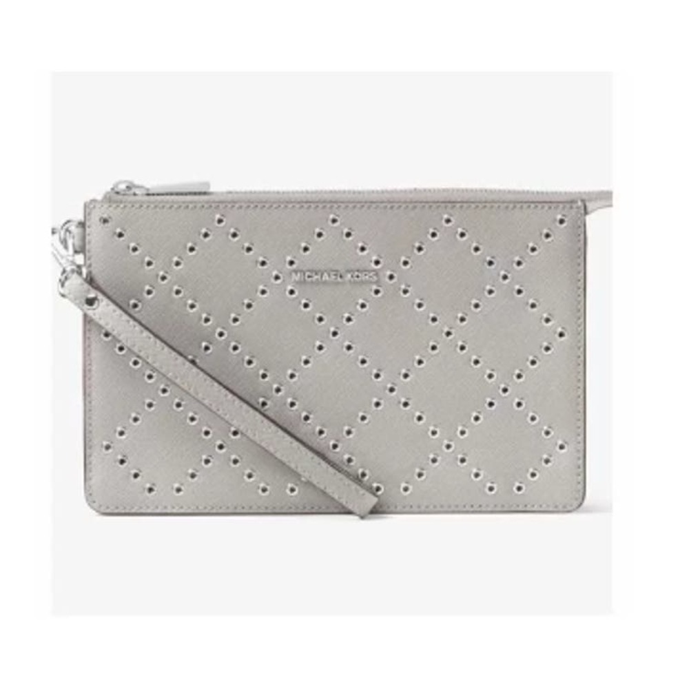MICHAEL Michael Kors Leather Gusset Wristlet Wallet Pearl Gray - 32F7SFDU8U - Picture 2 of 9